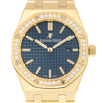 Audemars Piguet Royal Oak: Blue Dial, Yellow Gold Ladies Watch (Article 67651BA.ZZ.1261BA.02) (blue, arb1186)