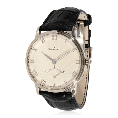 Pre-owned Blancpain Villeret Flinque Opaline Dial Mens Watch Ref:6653-1542-55b (black, arb3750)