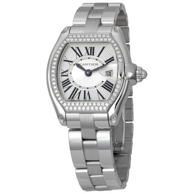 Pre-owned Cartier Roadster Silvered Sunray Dial Ladies Watch WE5002X2 (black, arb2987)