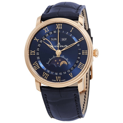 Blancpain Villeret Ultraplate Moonphase Mens Watch, Blue Dial Ref. 6654 3640 55B (blue, arb1499)