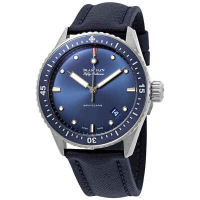 Blancpain 5000-0240-O52A Men's Automatic Blue Dial Grey Ceramic Case Dive Watch (blue, arb436)