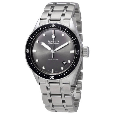 Blancpain 5000-1110-70B Fifty Fathoms Bathyscaphe Meteor Grey Dial Automatic Mens Watch (black, arb437)