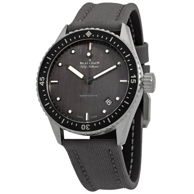 Blancpain 5000G52A Mens Grey Dial Automatic Titanium Canvas Strap Chronograph Watch 5000 1210 G52A (black, arb1207)
