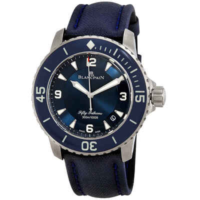 Blancpain 5015-12B40-O52A: Fifty Fathoms Automatic Mens Blue Dial Watch (blue, arb1215)