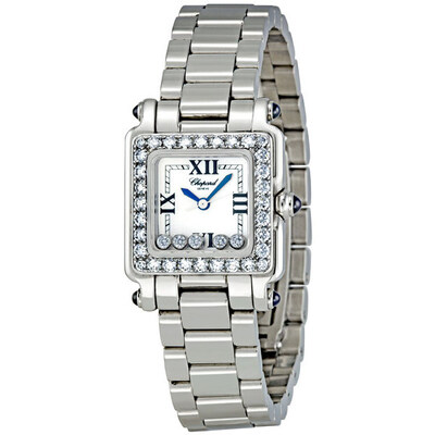 Pre-owned Chopard Happy Sport Square Diamond White Ladies Watch Reference 27/8895-23/11 (blue, arb2981)
