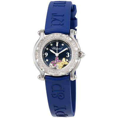 Chopard Happy Fish Blue Dial Blue Leather Ladies Watch - 278924-2001 (blue, arb1655)