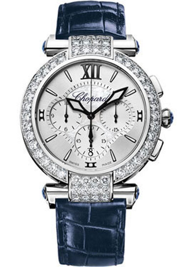 Chopard Imperiale Chronograph Diamond Mother of Pearl Dial 18kt White Gold Watch 384211-1001 (black, arb21184)