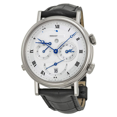 Breguet Classique Alarm Watch 5707BB129V6 - White Gold Case, Black Leather Strap (black, arb962)