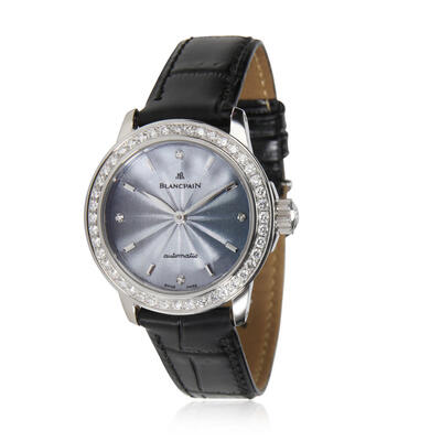 Pre-Owned Blancpain Villeret Automatic Diamond Blue Dial Ladies Watch 2102 (black, arb2946)
