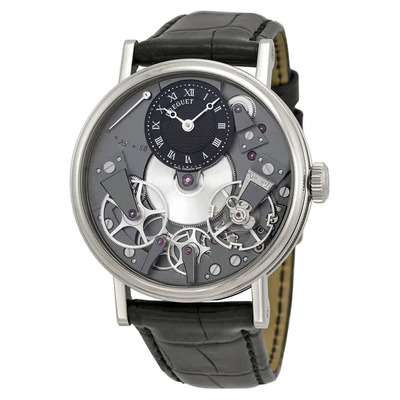 Breguet Tradition 18kt White Gold Black Skeleton Dial Mens Watch with Black Alligator Leather Strap - Art. No. 7027BBG99V6 7027BB/G9/9V6 (black, arb974)