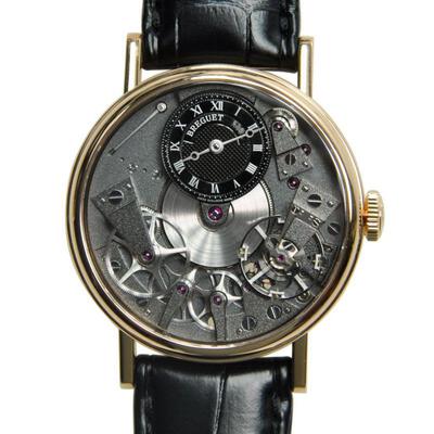 Breguet Tradition Black Skeleton Dial Watch (7027BRG99V6), 18kt Rose Gold Case with Black Leather Strap, Manual Wind Movement, Analog Display 7027BR/G9/9V6 (black, arb975)