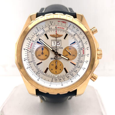 Pre-owned Breitling Bentley Chronograph Automatic Chronometer Silver Dial Mens Watch H44363 (blue, arb7118)