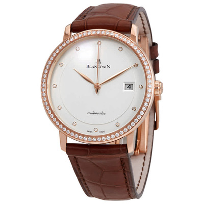 Blancpain 6223-2987-55B Men's Automatic Watch Ultraplate Rose Gold Dial with Brown Alligator Strap (brown, arb955)
