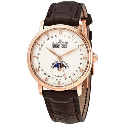 Blancpain Villeret Silver Dial Mens Watch with Rose Gold and Brown Leather 18kt - Ref: 6263-3649-55B 6263-3642-55B (brown, arb644)