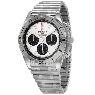 Chronomat B01 42 Chronograph Automatic Silver Dial Mens Watch ab0134101g1a1 Breitling (black, arb1292)