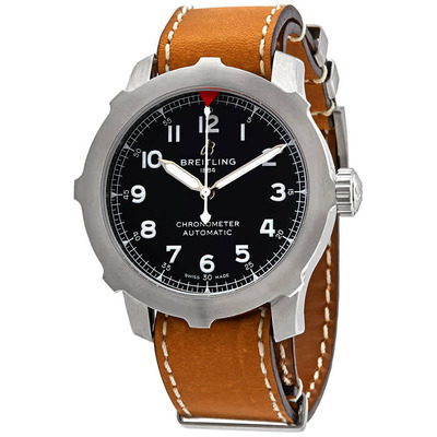Breitling Navitimer Super 8 B20 AB2040101B1X1 Automatic Chronometer Mens Watch - Stainless Steel Case, Brown Calfskin Strap, Black Dial (black, arb1775)