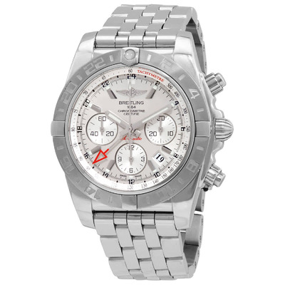 Breitling Chronomat 44 GMT Mens Silver Dial Automatic Chronometer Watch AB042011/C851.375A (arb1751)