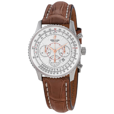 Men's Breitling Montbrillant Chronograph Automatic Silver Dial Watch A4137012/G634.722P.A18BA (brown, arb1054)
