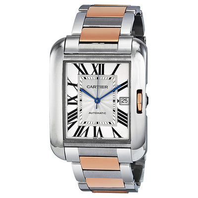 Pre-owned Cartier Tank Anglaise Silver Dial Mens Watch w5310064 W5310006 (blue, arb13330)