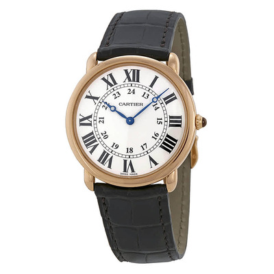 Cartier Ronde Louis Mens Watch - 36mm Rose Gold, Alligator Brown Strap (W6800251) (black, arb2881)