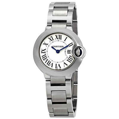 Cartier Ballon Bleu Stainless Steel Ladies Watch, Silver Dial - Ref: W69010Z4 (black, arb2884)