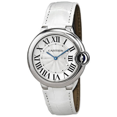 Cartier Ballon Bleu W6920087 Silver Dial White Leather Ladies Watch (blue, arb2893)