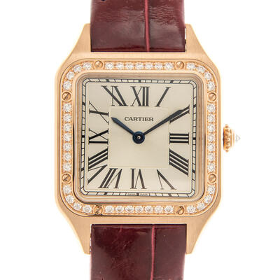 Pre-owned Cartier Santos Diamond Silver Dial Ladies Watch WJS17 WJSA0017 (arb24040)