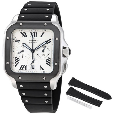 Cartier Santos XL Chronograph Automatic Silver Dial Mens Watch WSSA0017 (black, arb2302)
