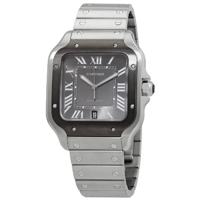 Cartier Santos Large Model Automatic Grey Dial Mens Watch WSSA0037 (black, arb1996)