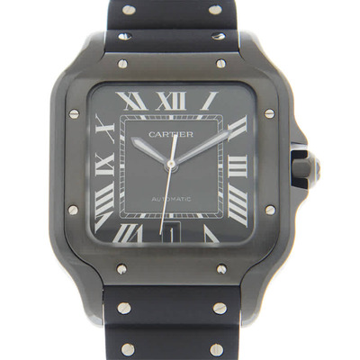 Cartier Santos Mens Automatic Watch WSSA0039 Black Dial Rubber Strap (black, arb1997)