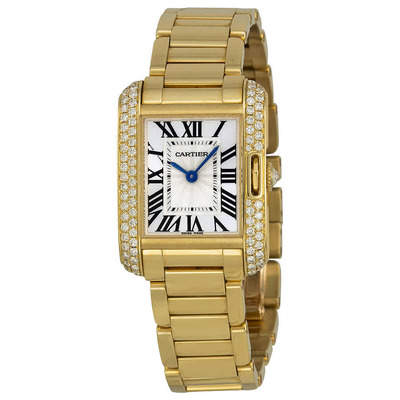 Cartier Tank Anglaise Silver Dial, 18kt Yellow Gold Ladies Watch WT100005 (blue, arb2020)