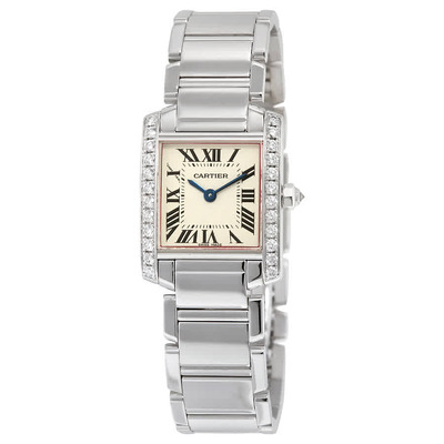Cartier Tank Francaise Ladies Watch, White Gold Diamond WE1002S3 (black, arb2898)