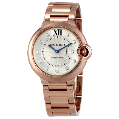 Pre-owned Cartier Ballon Bleu De Cartier Diamond Silver Dial Unisex Watch WE902026 (arb17860)