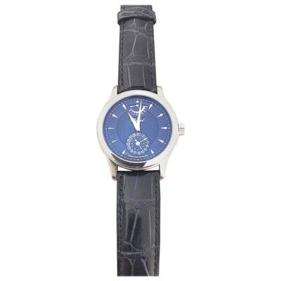 Chopard LUC Quattro Hand-Wind Mens Watch, Blue Dial, 18kt White Gold Case with Black Leather Strap, Serial No. 161863-1001 (black, arb1493)