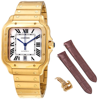 Cartier Santos de Cartier 18kt Yellow Gold Mens Large Watch, Model: WGSA0009 (black, arb2581)