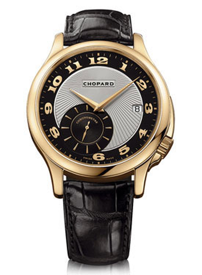 Chopard L.U.C Classic Twist Mens Watch 161888-5002 Rose Gold Case, Black Leather Strap with Fixed Bezel (black, arb2781)