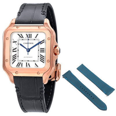 Cartier Santos Medium Model Silvered Opaline Dial Automatic Ladies Watch WGSA0028 (black, arb2587)