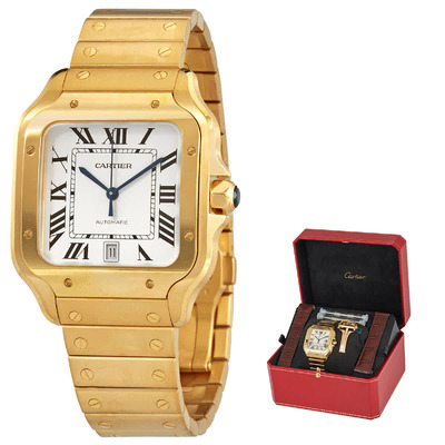 Cartier Santos Automatic White Dial 18kt Yellow Gold Mens Watch WGSA0029 (blue, arb2588)
