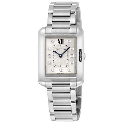 Pre-Owned Cartier Tank Anglaise Diamond Silver Dial Ladies Watch w4ta0003 (arb2997)