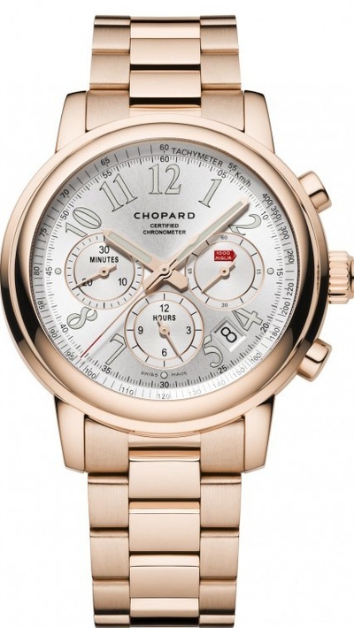Chopard Mille Miglia Chronograph Silver Dial 18 Carat Rose Gold Automatic Mens Watch Article: cp151274-5001 (arb1471)