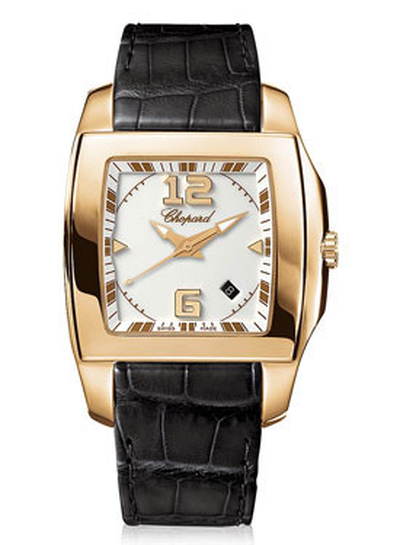 Chopard Two O Ten White Dial 18k Rose Gold Black Leather Strap Ladies Watch (Art. 127468-5001) (black, arb1607)