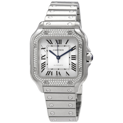 Cartier Santos De Cartier Medium Model Automatic Diamond Watch W4SA0005 (blue, arb2862)
