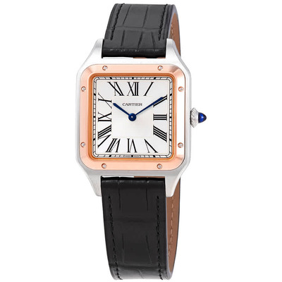 Cartier Santos-Dumont W2SA0011: Silver Dial, Stainless Steel Case with Black Alligator Strap (black, arb1964)