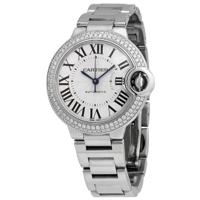 Cartier Ballon Bleu Silver guilloche Opaline Dial Watch WE902065 (black, arb2245)