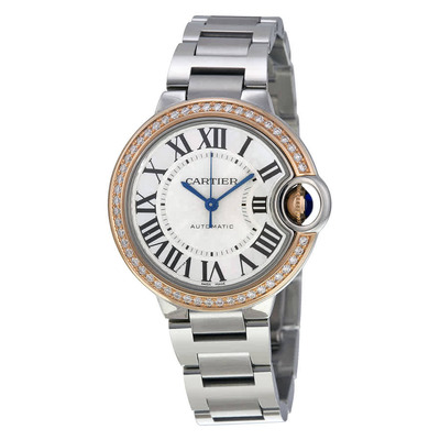 Cartier Ballon Bleu Silver Dial Stainless Steel Diamond Ladies Watch WE902080 (black, arb2250)