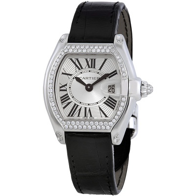 Pre-owned Cartier Roadster WE500260 Diamond Silver Dial Ladies Watch (black, arb3003)