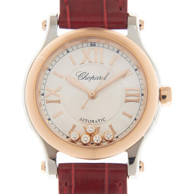 Chopard Happy Sport Automatic Silver Dial Ladies Watch Model No: 278573 278573 6013-RD STRAP (arb1621)