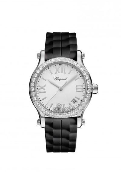 Chopard Happy Sport 278582-3003 Ladies White Dial Rubber Strap Watch (black, arb1630)