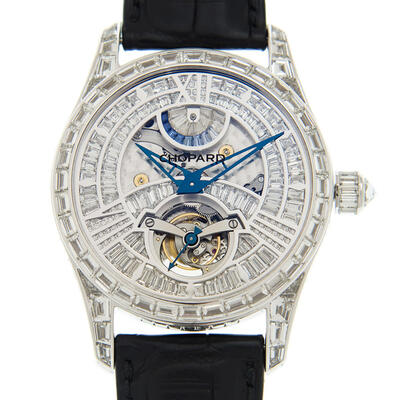 Chopard 171921-1001 L.U.C Quattro Tourbillon Hand Wind Diamond Silver Dial Mens Watch (black, arb2055)