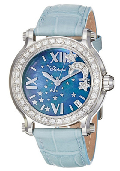 Chopard Happy Sport Blue Mother of Pearl Dial Ladies Watch 278475-2001 (blue, arb1953)